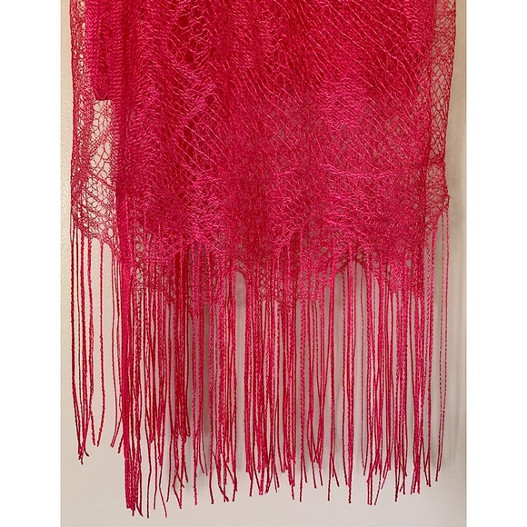 Hot Pink Open Weave Scarf - Picture 4 of 6